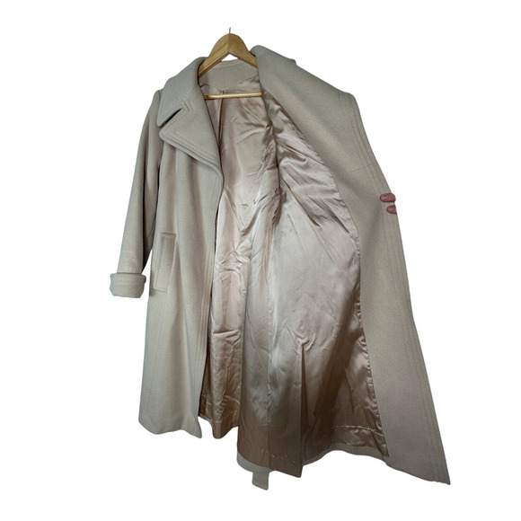 Neiman Marcus 4 Vintage 100% CASHMERE Wrap Trench Coat $2700 Cozy Wide Lapel Tan - Picture 5 of 8